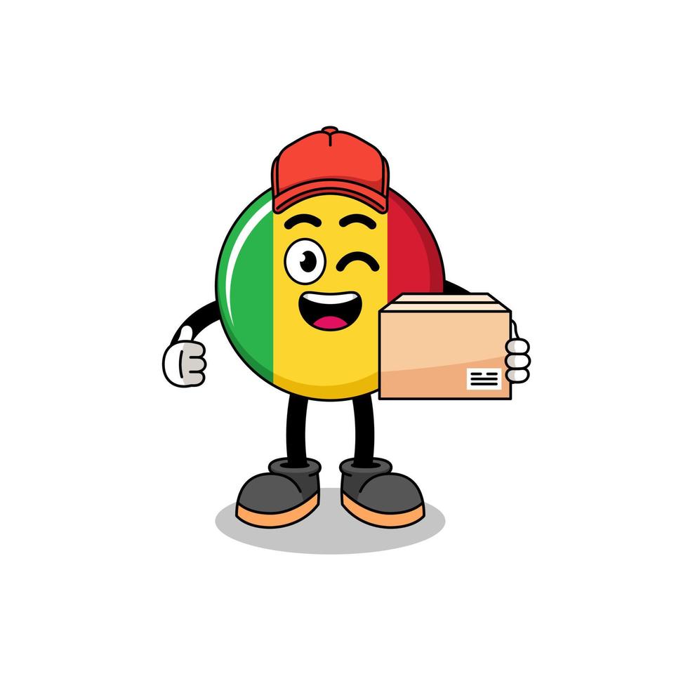 caricature de mascotte du drapeau du mali en tant que courrier vecteur