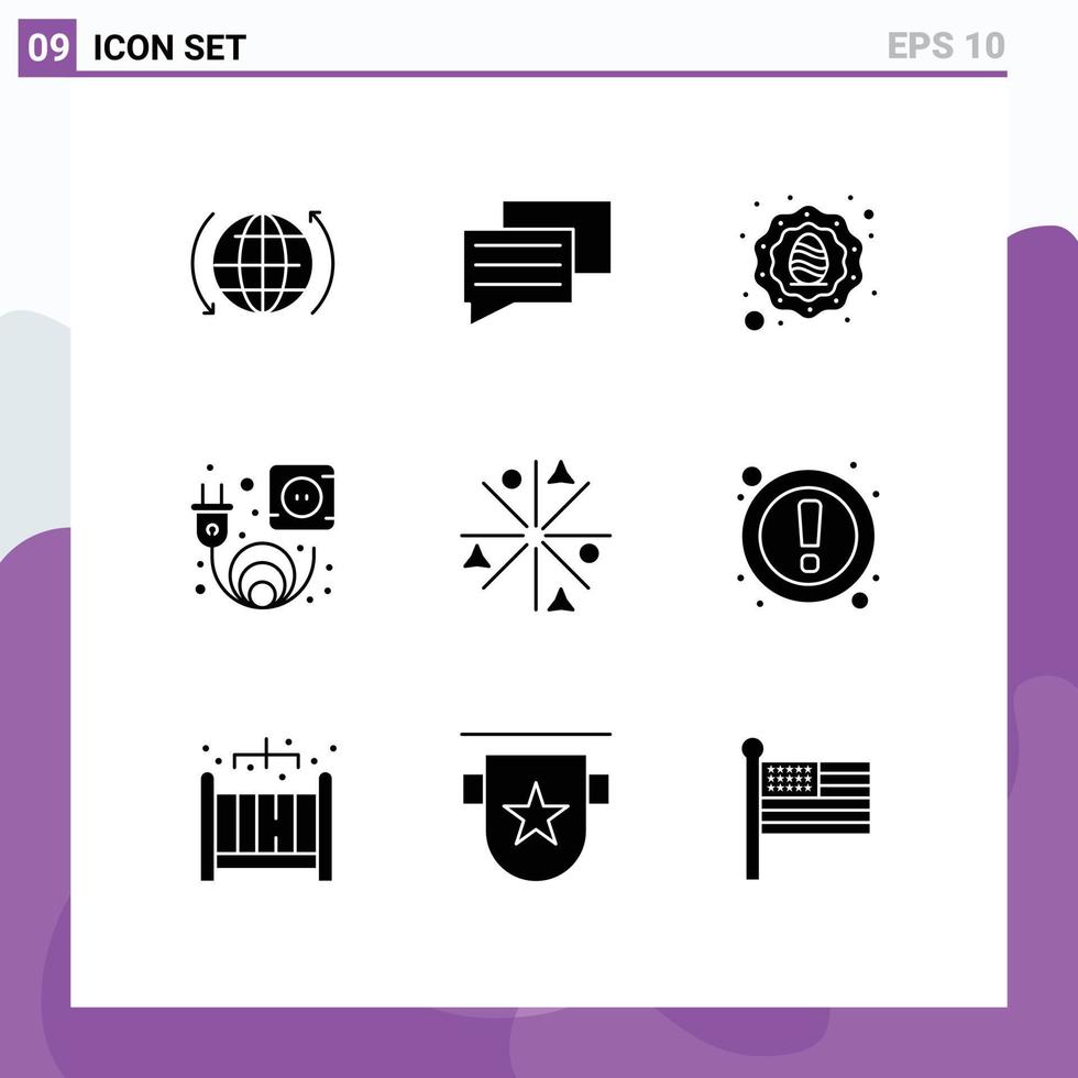 ensemble moderne de 9 glyphes et symboles solides tels que des travaux de réalisation de couronne de feu éléments de conception vectoriels modifiables vecteur