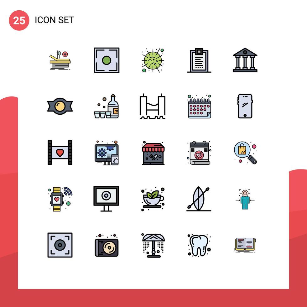 interface mobile ligne remplie couleur plate ensemble de 25 pictogrammes d'éléments de conception vectoriels modifiables du virus de confirmation de la grippe de livraison de développement vecteur