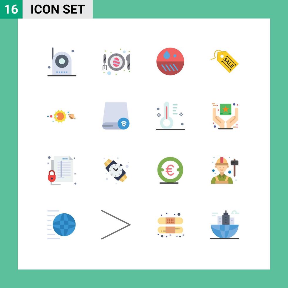 ensemble de 16 symboles d'icônes d'interface utilisateur modernes signes pour tag solaire scramble shopping peau pack modifiable d'éléments de conception de vecteur créatif