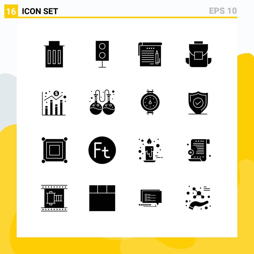 pack d'icônes vectorielles stock de 16 signes et symboles de ligne pour la technologie de sac numérique éducation multimédia éléments de conception vectoriels modifiables vecteur