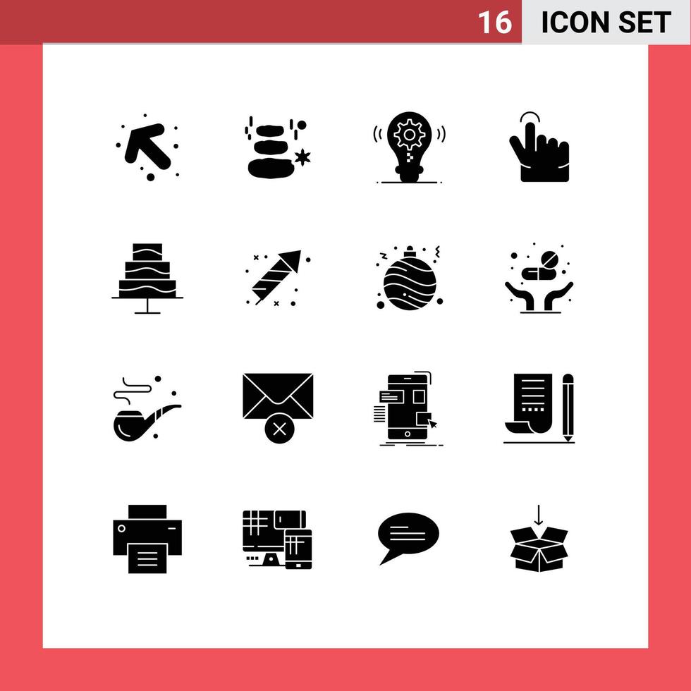 pack de 16 signes et symboles de glyphes solides modernes pour les supports d'impression Web tels que l'ampoule de l'éditeur de photos éléments de conception vectoriels modifiables vecteur