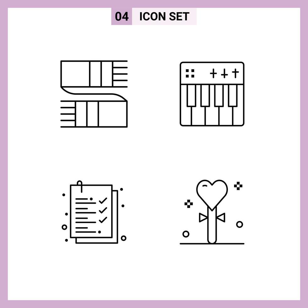 symboles d'icônes universelles groupe de 4 couleurs plates modernes remplies d'accessoires liste de contrôle écharpe liste de vacances éléments de conception vectoriels modifiables vecteur