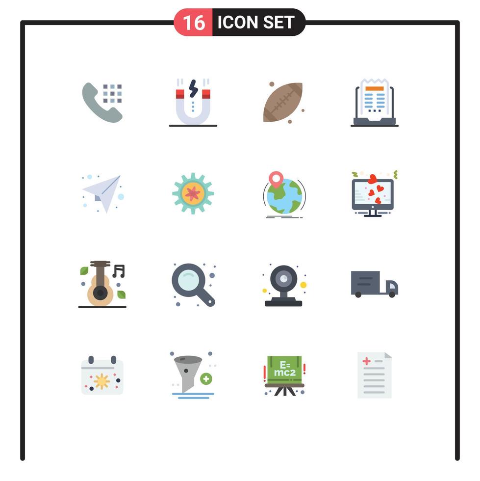 ensemble de 16 symboles d'icônes d'interface utilisateur modernes signes pour les nouvelles de journaux snap ordinateur portable usa pack modifiable d'éléments de conception de vecteur créatif