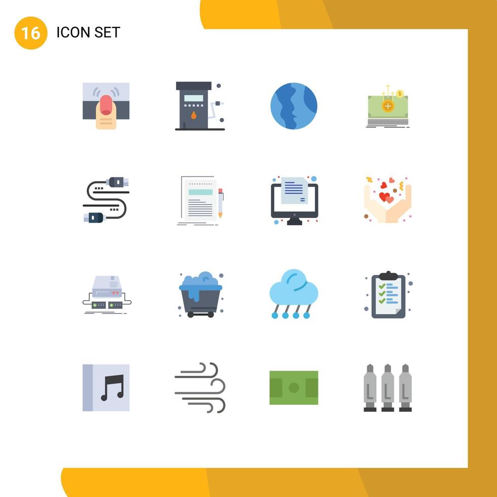 ensemble de 16 symboles d'icônes d'interface utilisateur modernes signes pour l'argent médical carte de géographie de puissance pack modifiable d'éléments de conception de vecteur créatif