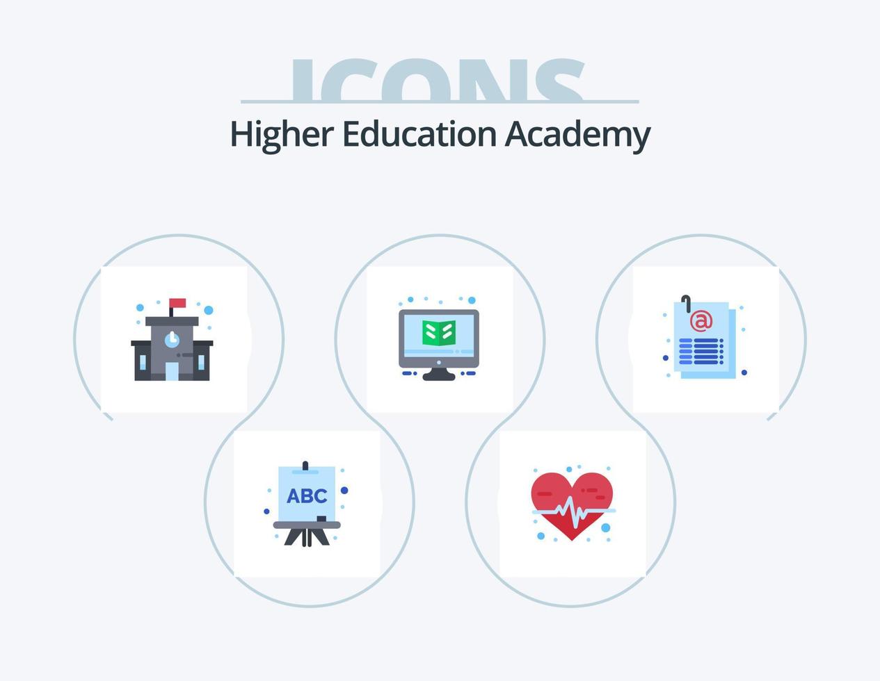 pack d'icônes plates de l'académie 5 conception d'icônes. feuille. e-mail. école. document. éducation vecteur