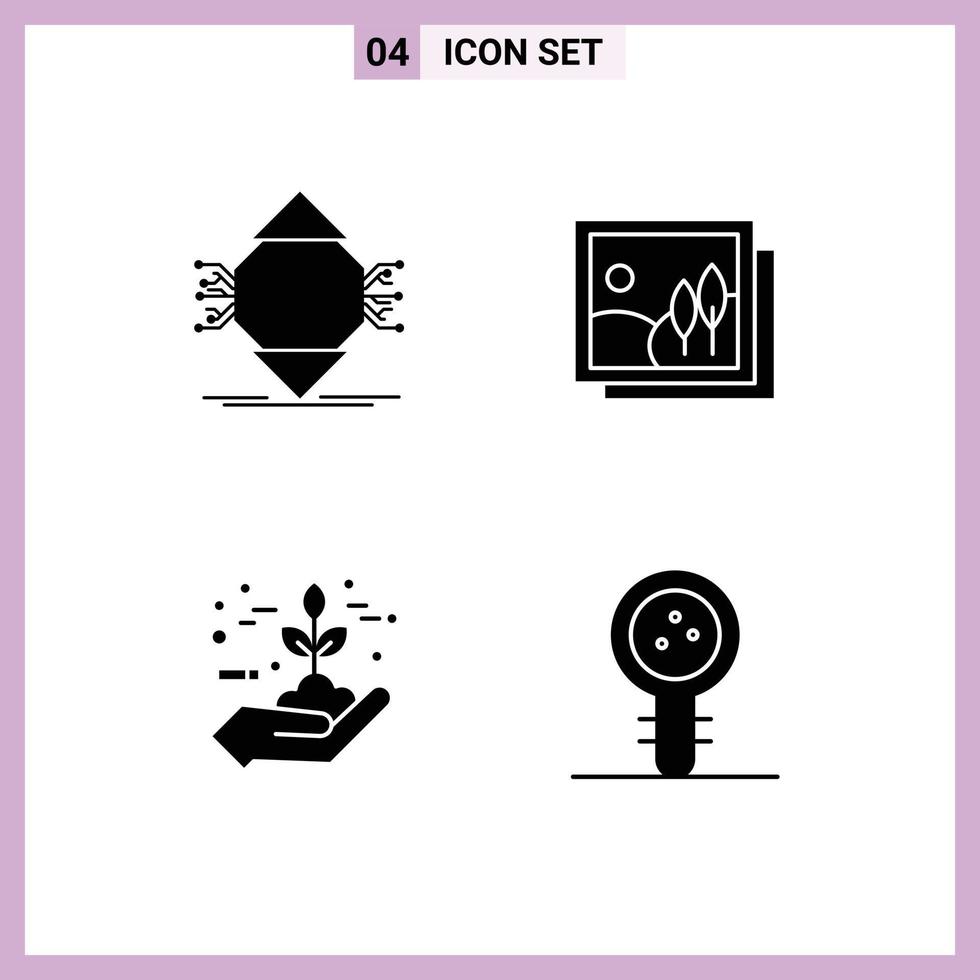 symboles d'icônes universels groupe de 4 glyphes solides modernes de la galerie d'ordinateurs de protection ubicomp éléments de conception vectoriels modifiables écologiques vecteur