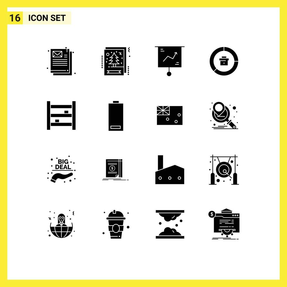 16 concept de glyphe solide pour les sites Web mobiles et les applications graphique du cabinet analyse de données éléments de conception vectoriels modifiables vecteur