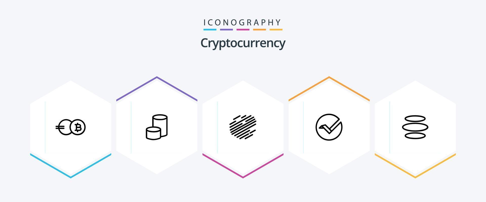 pack d'icônes de 25 lignes de crypto-monnaie comprenant une pièce. crypto. crypto-monnaie. pièce de monnaie vecteur