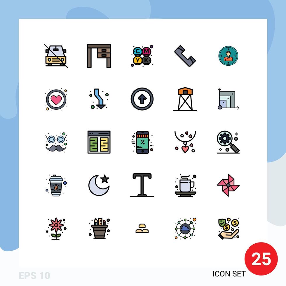 25 icônes créatives signes et symboles modernes du téléphone cible impression de contact intérieur éléments de conception vectoriels modifiables vecteur