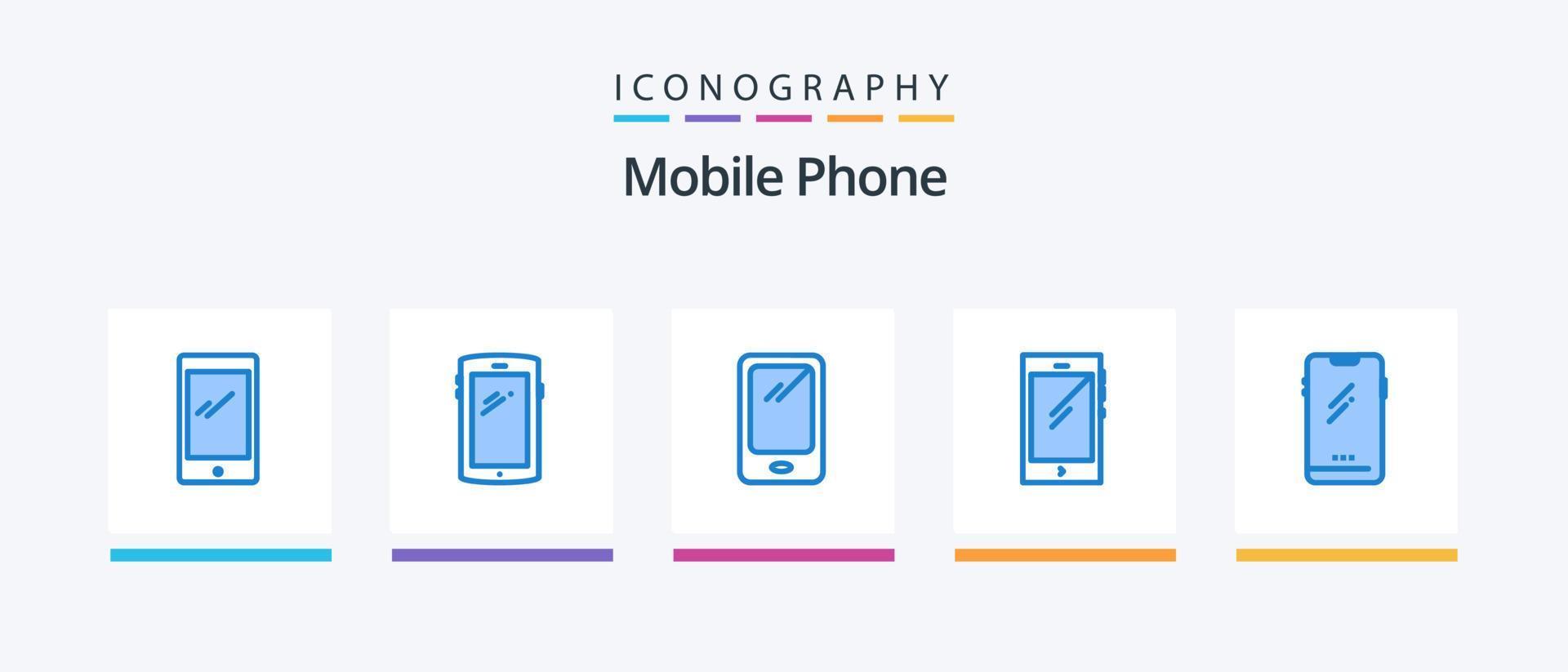 pack d'icônes de téléphone portable bleu 5 comprenant .. conception d'icônes créatives vecteur