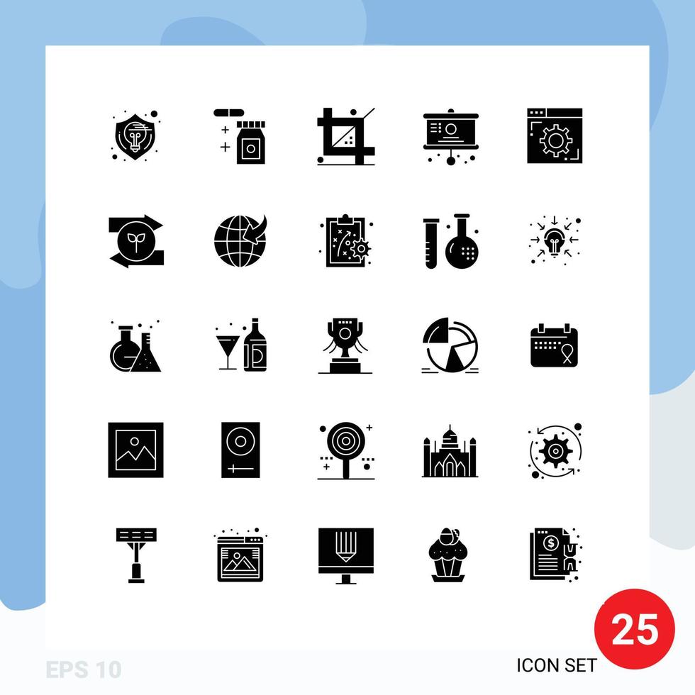 25 icônes créatives signes et symboles modernes du tableau de codage de l'école du navigateur programmant des éléments de conception vectoriels modifiables vecteur