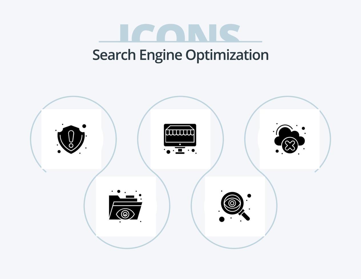 pack d'icônes de glyphe seo 5 conception d'icônes. réseau en nuage. débranché. erreur. magasin. en ligne vecteur