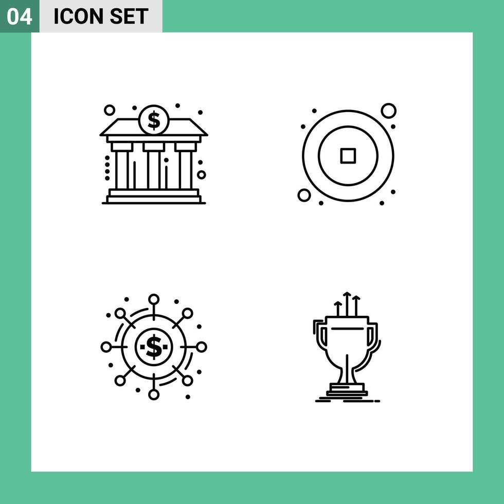 ligne d'interface mobile ensemble de 4 pictogrammes d'éléments de conception vectoriels modifiables de crowdsourcing chinois de puissance de campagne bancaire vecteur