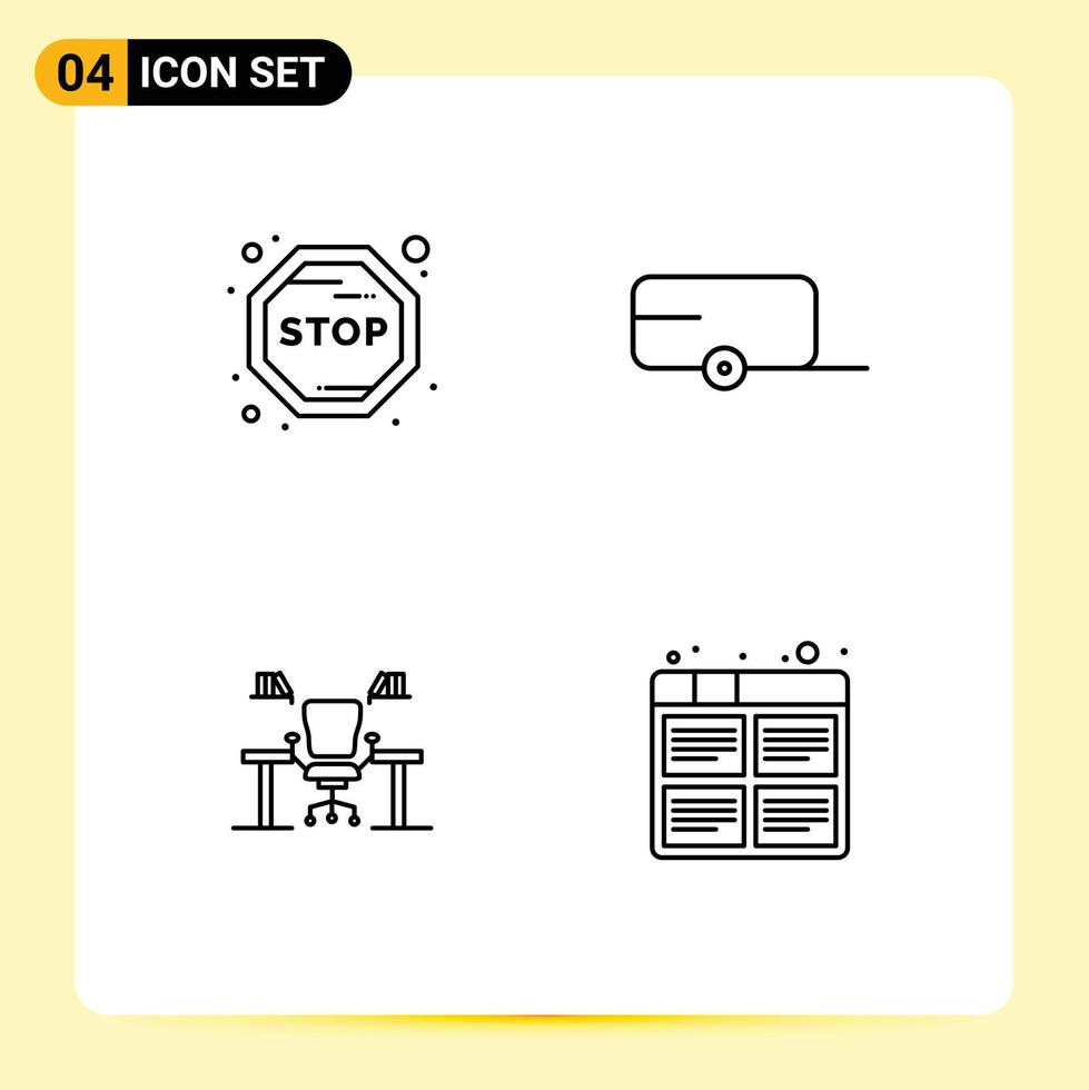 pack d'icônes vectorielles stock de 4 signes et symboles de ligne pour les éléments de conception vectoriels modifiables de bureau de table d'agriculteur d'ordinateur de bord vecteur