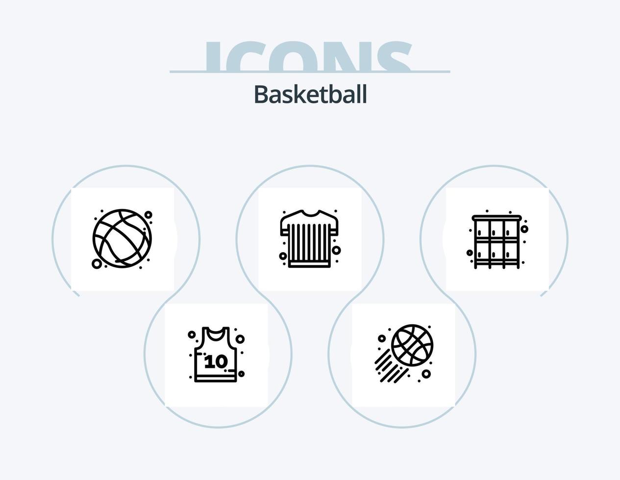 pack d'icônes de ligne de basket-ball 5 conception d'icônes. sport. feu. réalisation. basket-ball. étoile vecteur