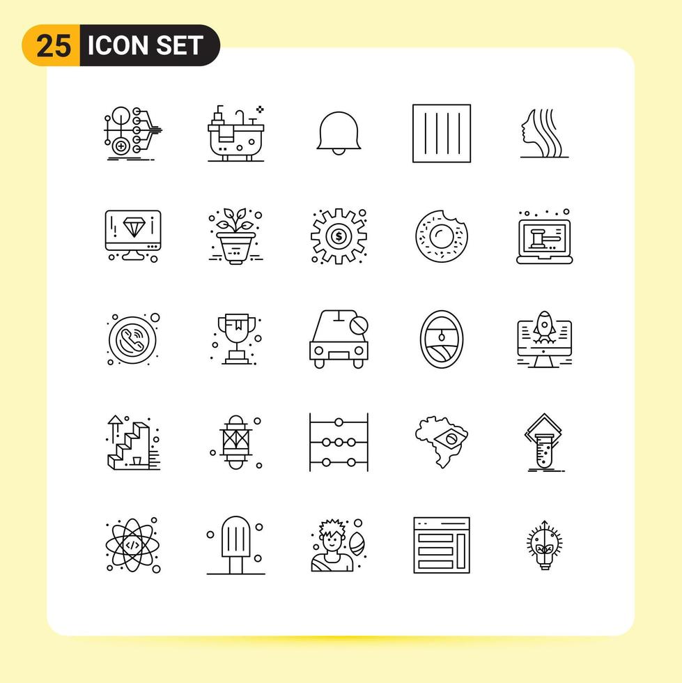 pack d'icônes vectorielles stock de 25 signes et symboles de ligne pour les femmes cloche de blanchisserie vêtements secs éléments de conception vectoriels modifiables vecteur