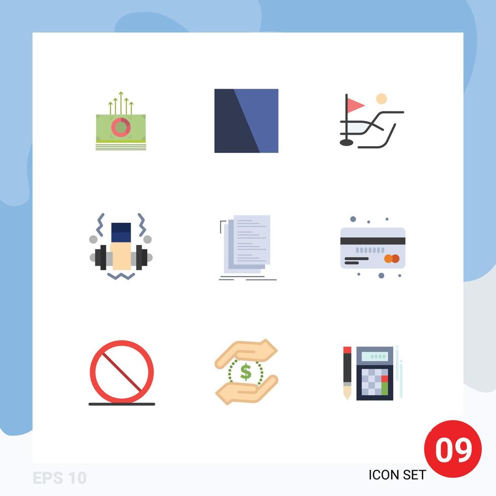 groupe de 9 signes et symboles de couleurs plates pour les fichiers codant les éléments de conception vectoriels modifiables de la salle de sport vecteur