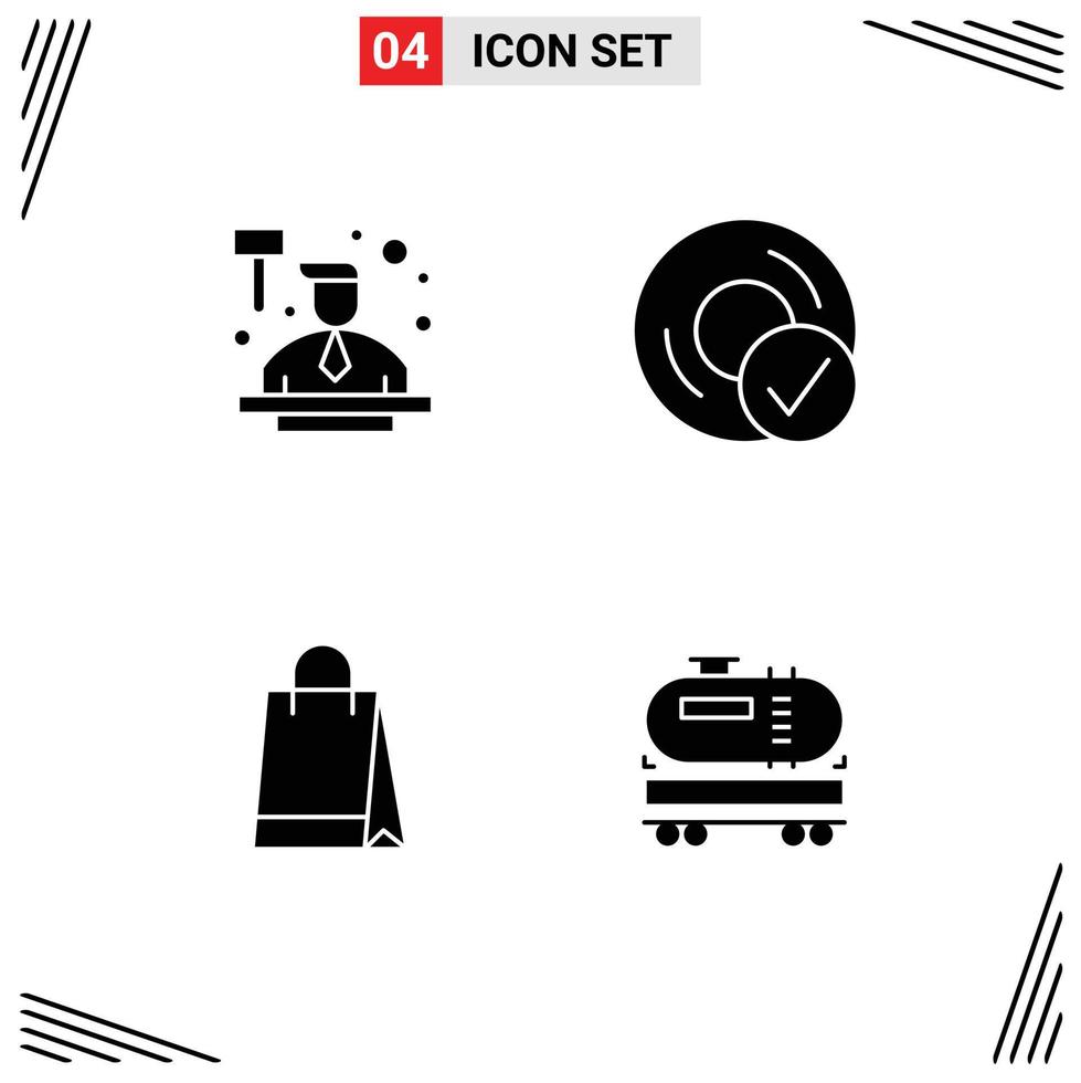 4 icônes créatives signes et symboles modernes des appareils de loi de sac d'enchères shopping éléments de conception vectoriels modifiables vecteur