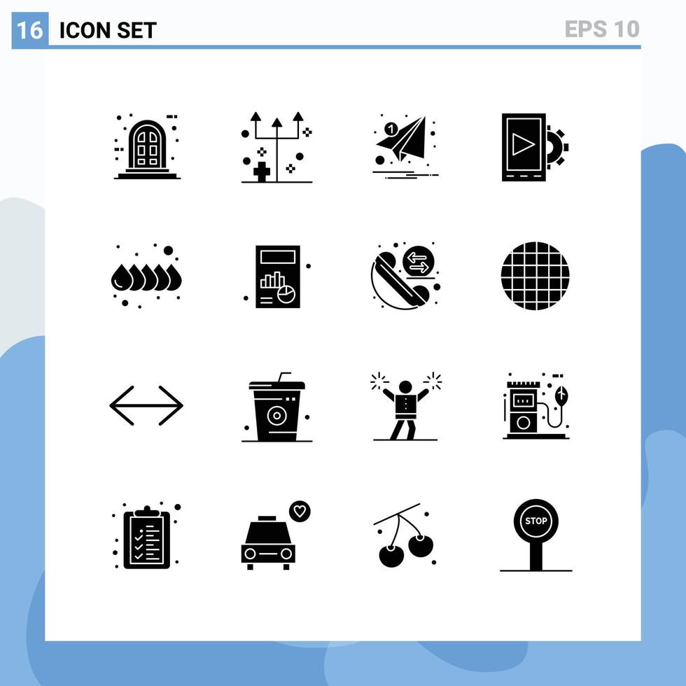 ensemble de 16 symboles d'icônes d'interface utilisateur modernes signes pour le réglage de chute papier de conception de courrier électronique éléments de conception vectoriels modifiables vecteur