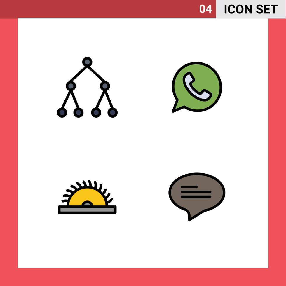 ensemble moderne de 4 couleurs et symboles plats remplis tels que l'outil de lien app watts app chat éléments de conception vectoriels modifiables vecteur