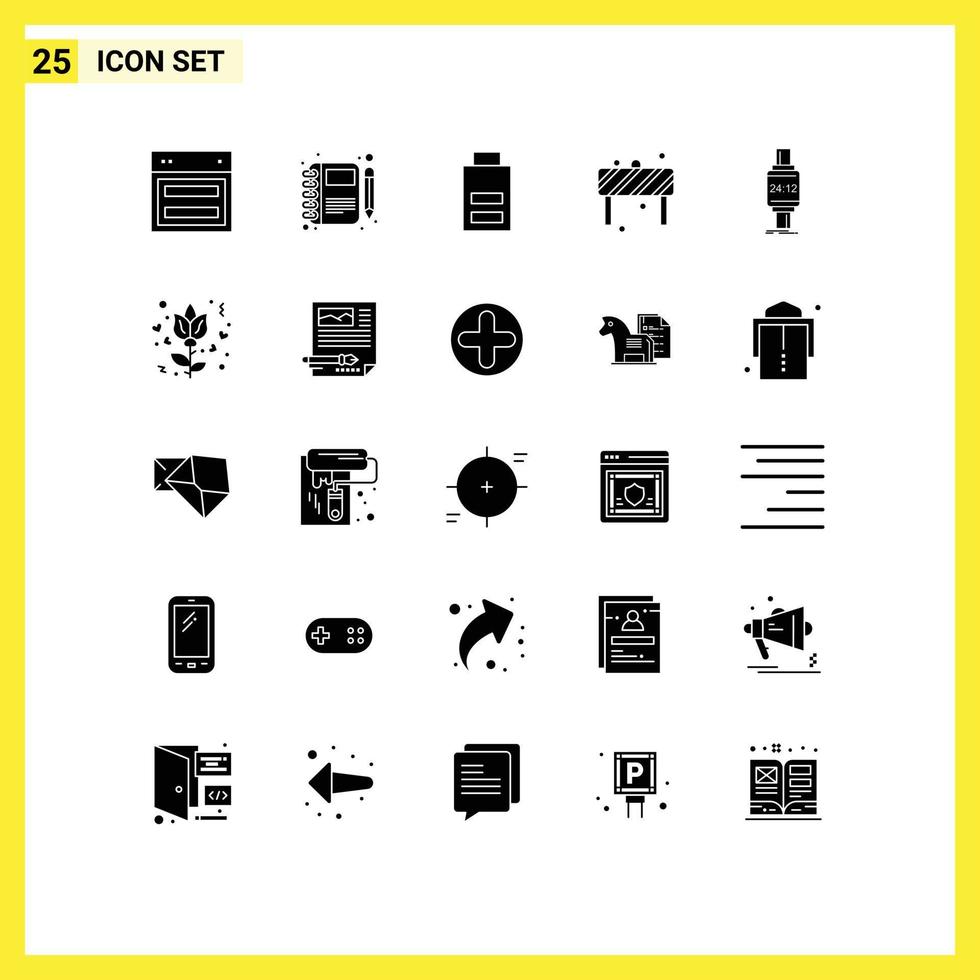 25 icônes créatives signes et symboles modernes de l'attention du cahier de bloc de signalisation éléments de conception vectoriels modifiables faibles vecteur
