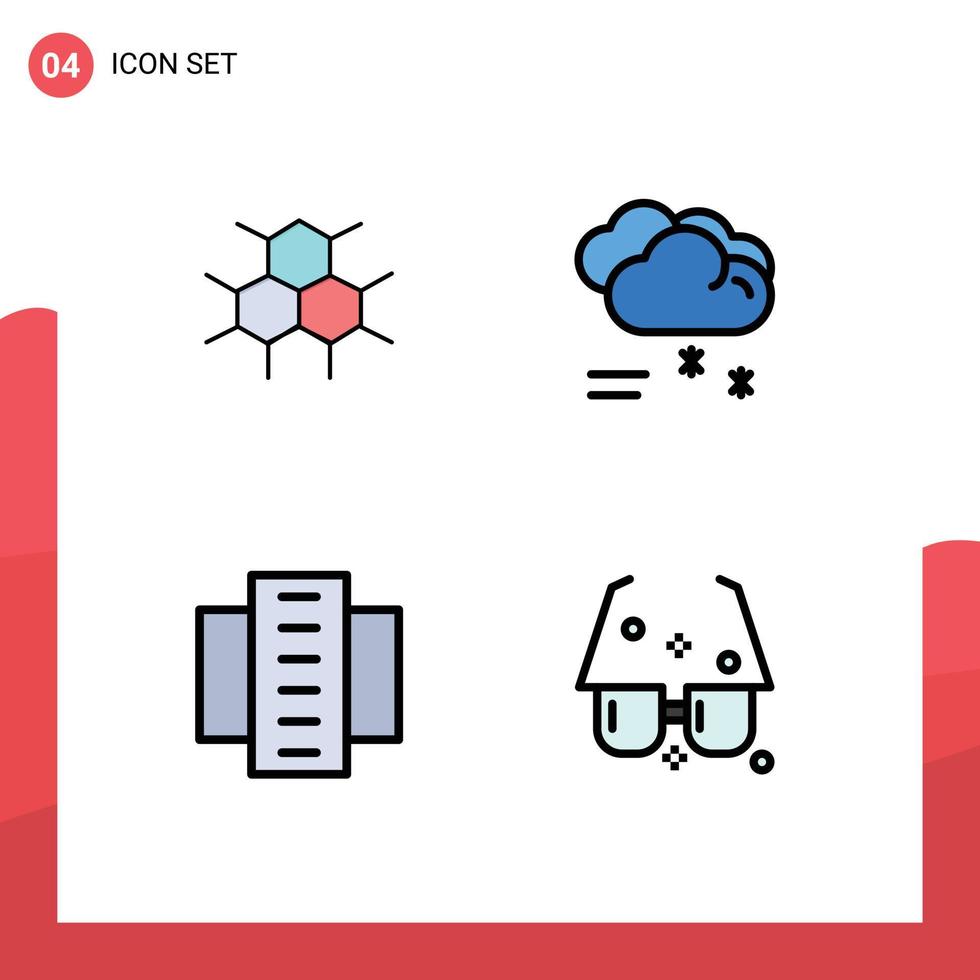 symboles d'icônes universelles groupe de 4 couleurs plates modernes de construction moléculaire santé pleuvant des éléments de conception vectoriels modifiables vecteur