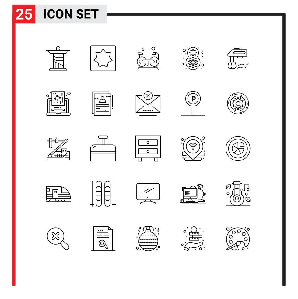 ensemble de 25 symboles d'icônes d'interface utilisateur modernes signes pour mélangeur cadeau cyclisme fleur cardio éléments de conception vectoriels modifiables vecteur