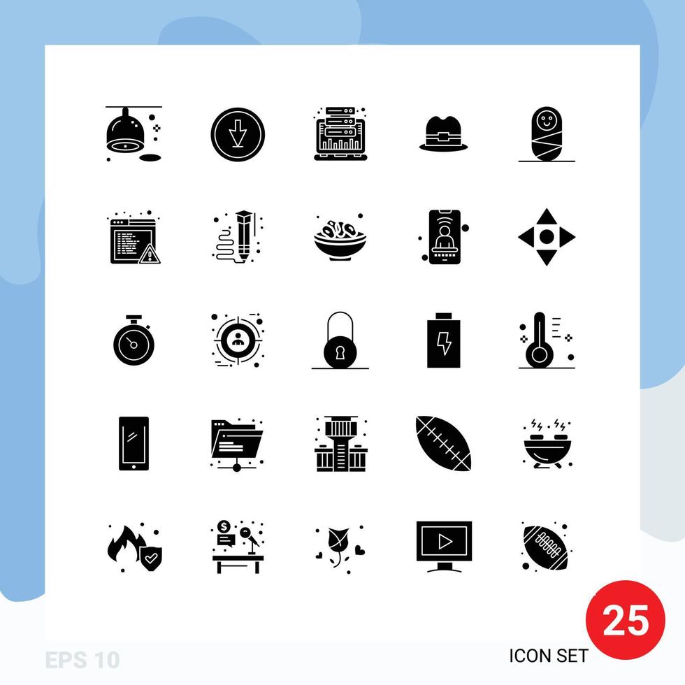 pictogramme ensemble de 25 glyphes solides simples de chapeau de pointeur de tourisme pour enfants statistique éléments de conception vectoriels modifiables vecteur