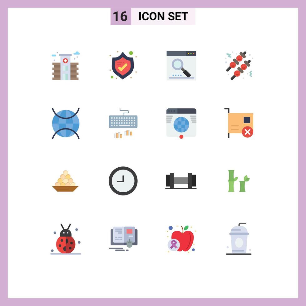 ensemble de 16 symboles d'icônes d'interface utilisateur modernes signes pour l'internet des objets wifi optimiser la nourriture sur internet pack modifiable d'éléments de conception de vecteur créatif