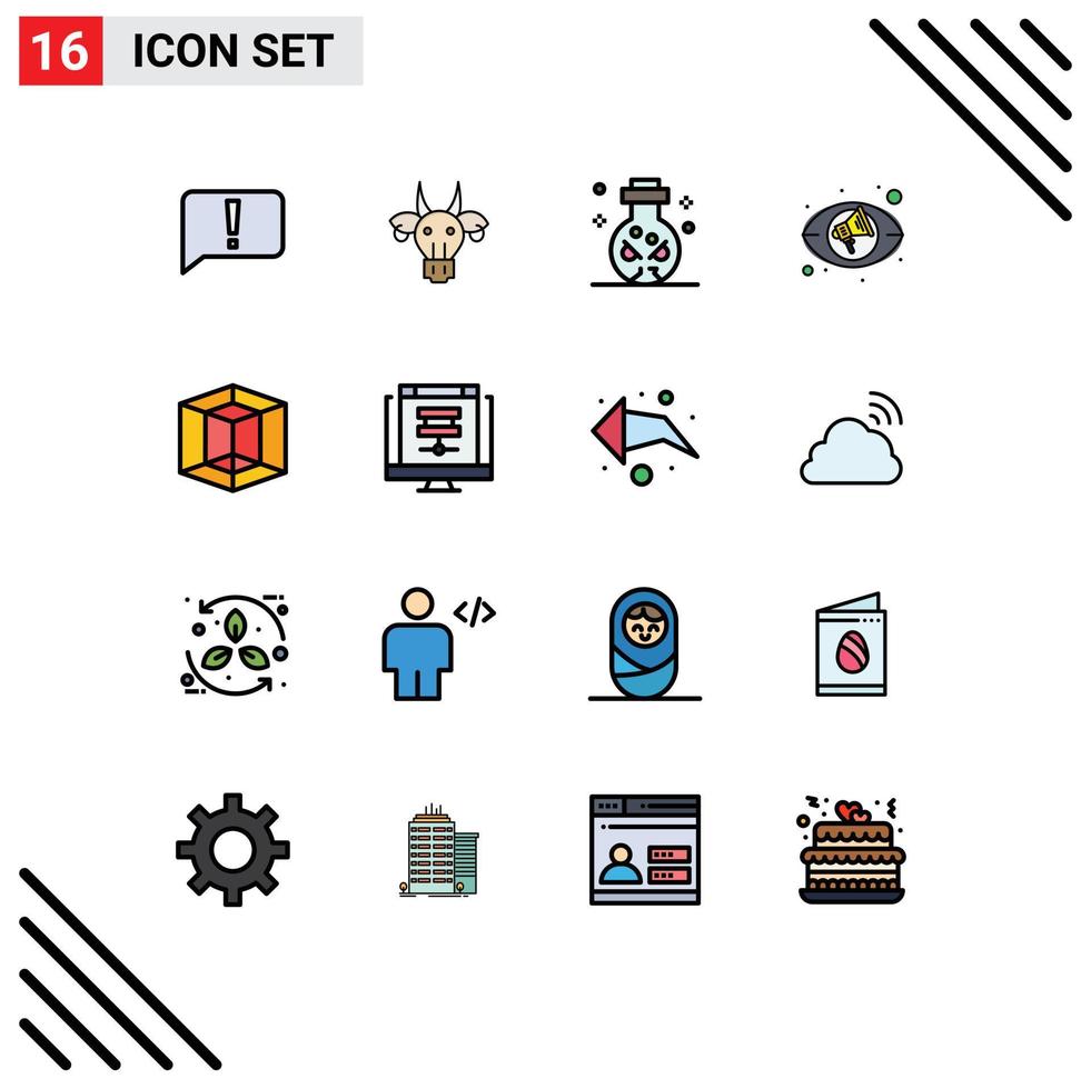 ensemble de 16 symboles d'icônes d'interface utilisateur modernes signes pour les vues graphiques crâne marketing crâne éléments de conception vectoriels créatifs modifiables vecteur