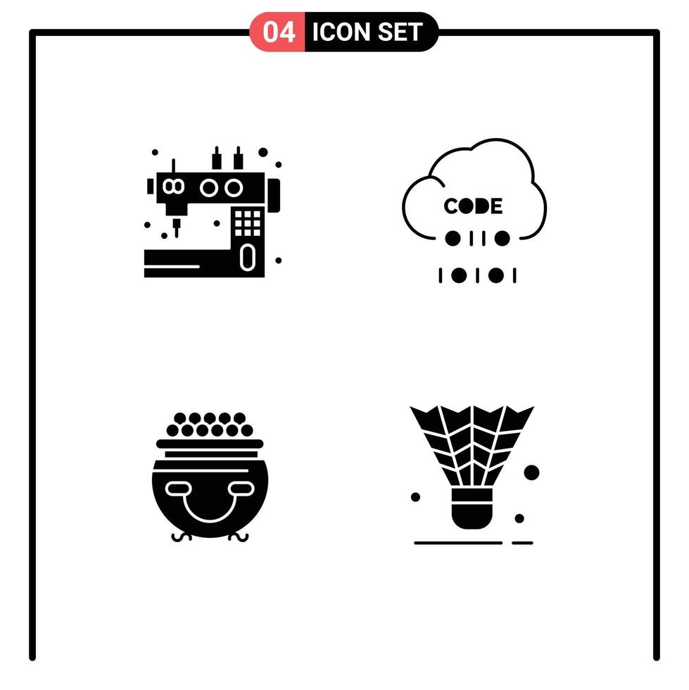 interface utilisateur pack de 4 glyphes solides de base de programmation artisanale couture codage or éléments de conception vectoriels modifiables vecteur