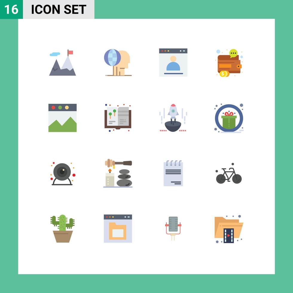 symboles d'icône universelle groupe de 16 couleurs plates modernes de l'argent finance sous-traiter la page d'entreprise pack modifiable d'éléments de conception de vecteur créatif