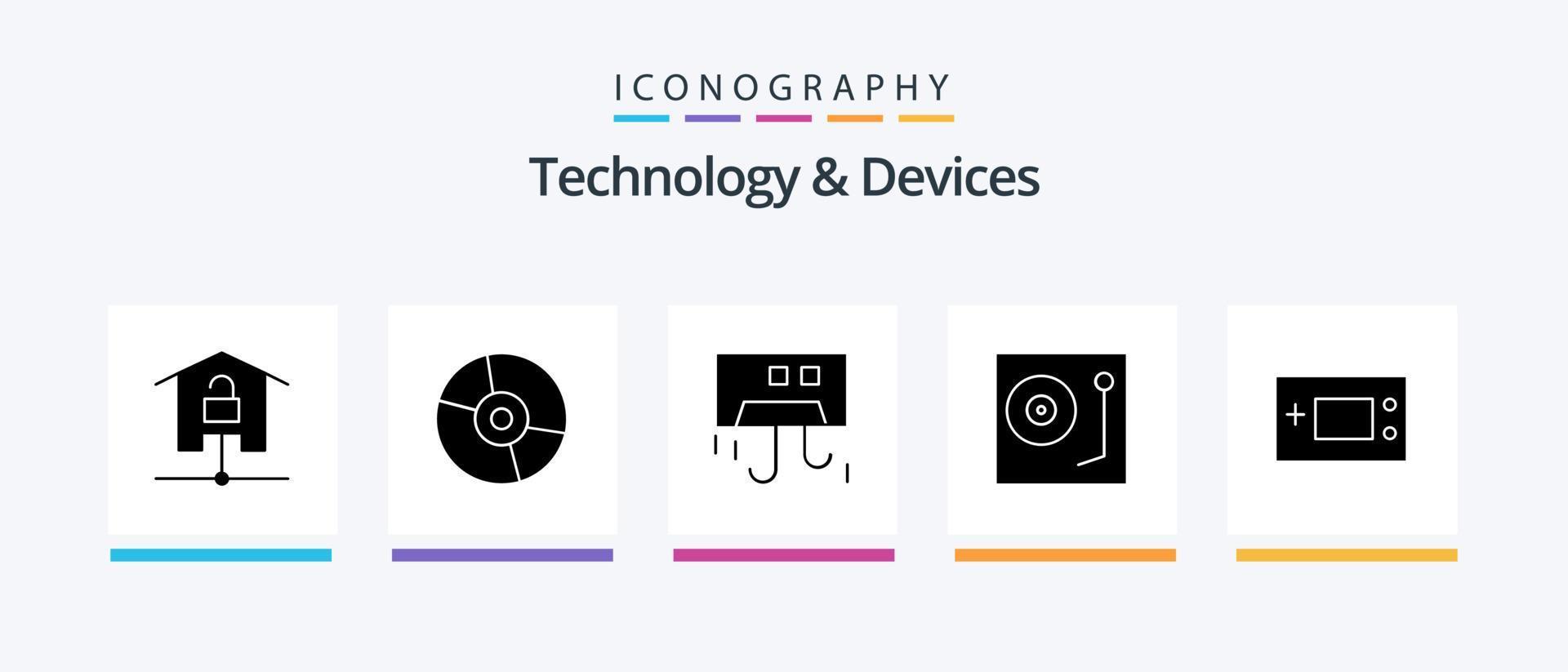 pack d'icônes glyphe 5 pour appareils, y compris la musique. dispositifs. des produits. matériel. refroidissement. conception d'icônes créatives vecteur