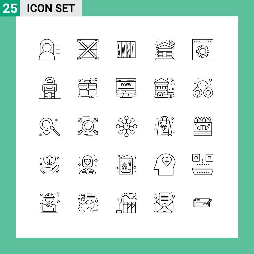 25 icônes créatives signes et symboles modernes d'éléments de conception vectoriels modifiables en bois de maison en bois vecteur