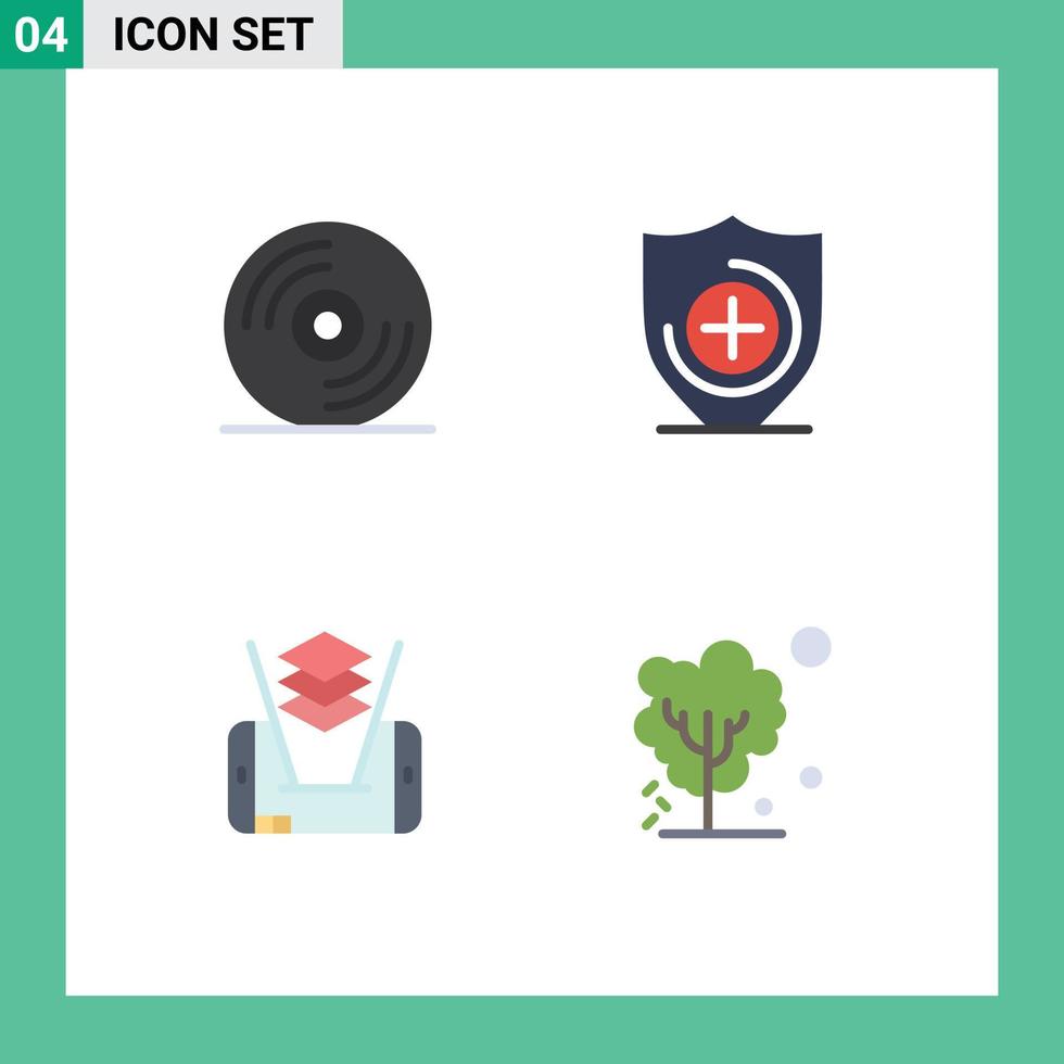 groupe de 4 icônes plates signes et symboles pour les éléments de conception vectoriels modifiables de sol mobile médical sec de disque vecteur