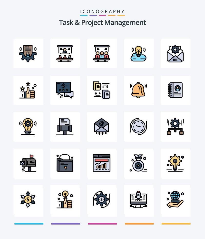 tâche créative et gestion de projet pack d'icônes remplies de 25 lignes telles que le courrier. création cloud. projecteur. campagne. utilisateur vecteur