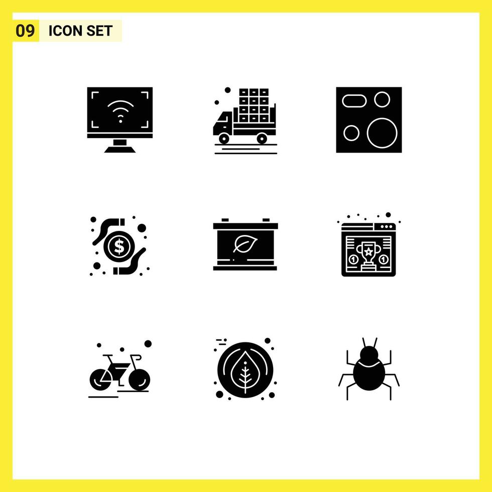 9 icônes créatives signes et symboles modernes de recherche argent camion carte plaque éléments de conception vectoriels modifiables vecteur