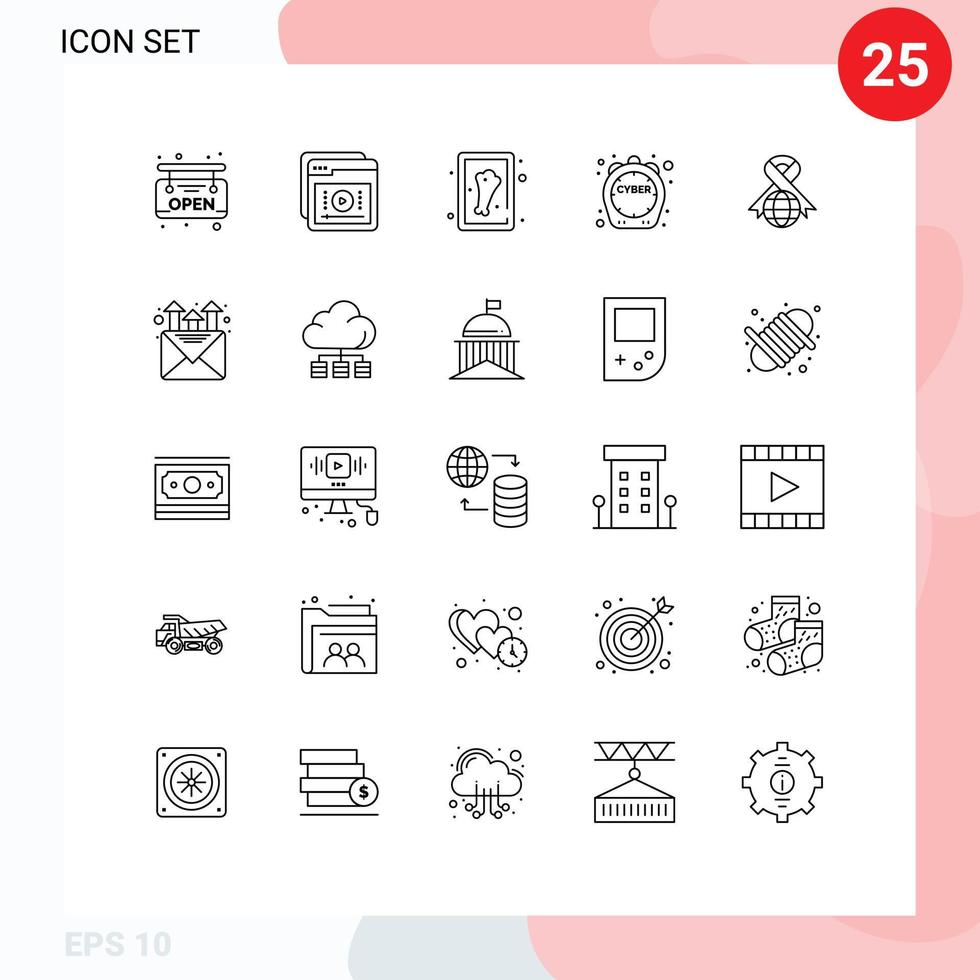 ligne d'interface mobile ensemble de 25 pictogrammes de ruban offre vente au rabais en ligne éléments de conception vectoriels modifiables vecteur