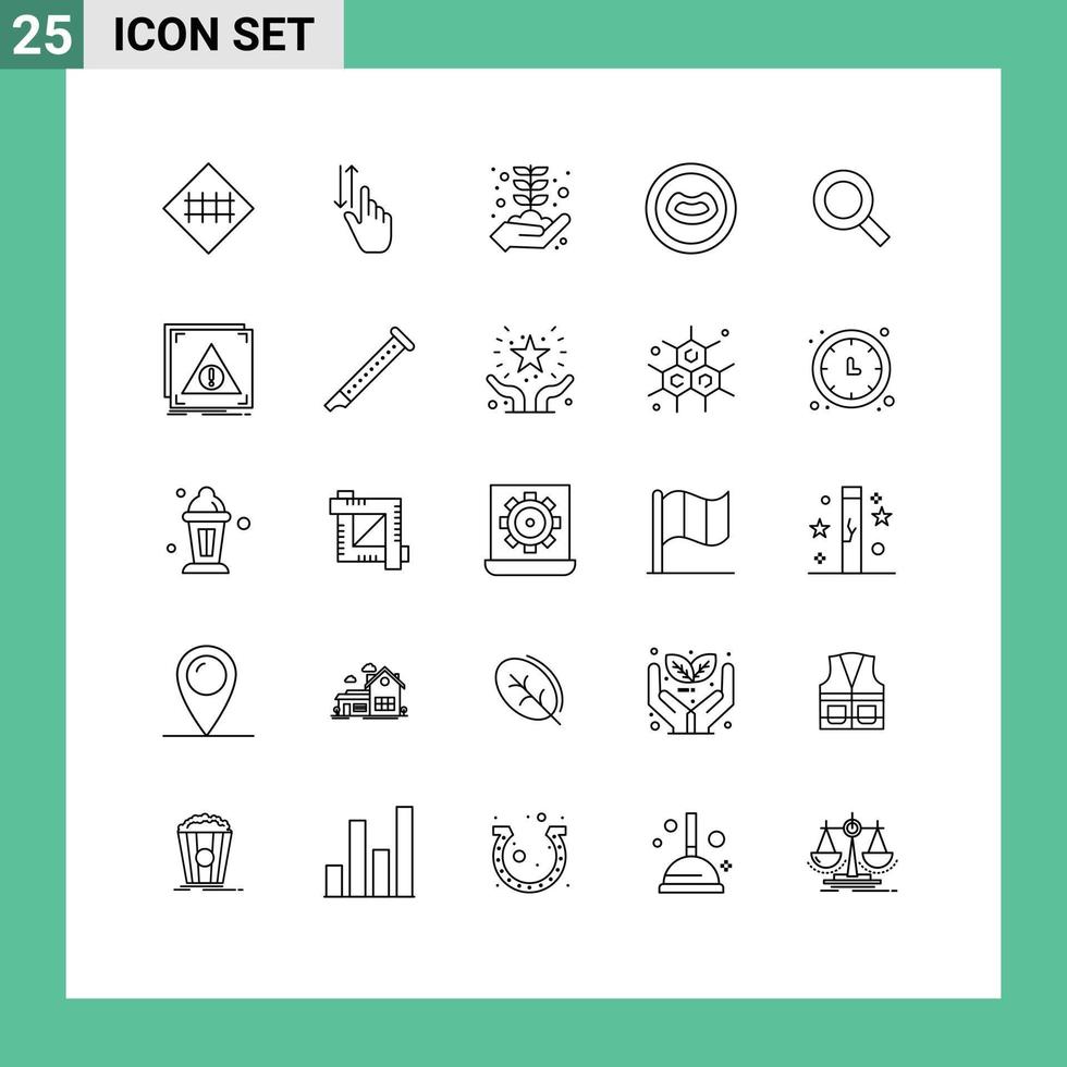ensemble moderne de 25 lignes et symboles tels que les lèvres de la loupe vers le haut des éléments de conception vectoriels modifiables du concept d'anatomie vecteur