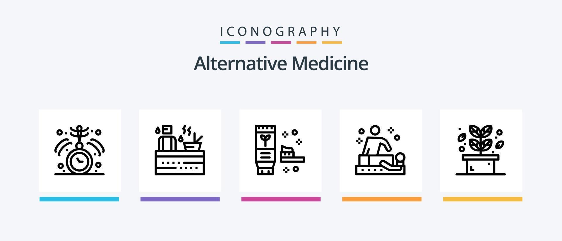 Pack d'icônes de la ligne 5 de médecine alternative, y compris le brûleur. orange. soins de santé. jus. boisson. conception d'icônes créatives vecteur