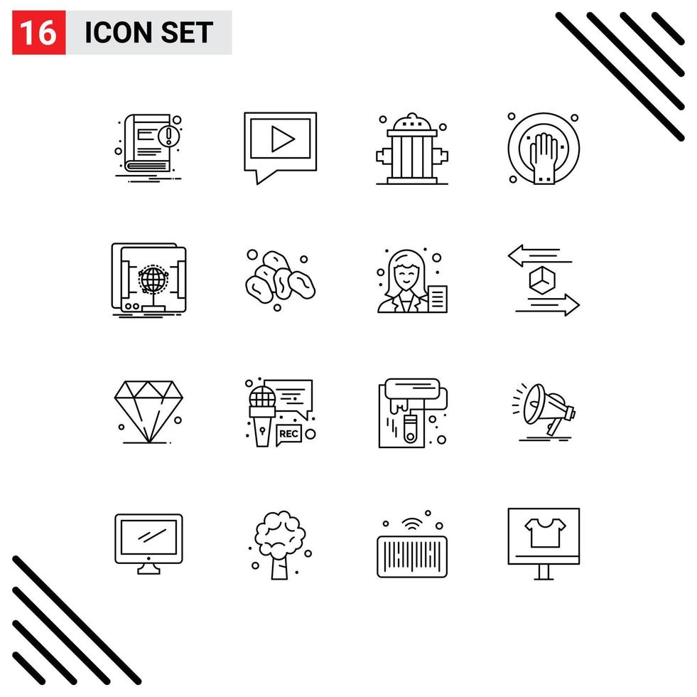 ensemble de 16 symboles d'icônes d'interface utilisateur modernes signes pour scanner clipart dimensionnel spa main tremper éléments de conception vectoriels modifiables vecteur