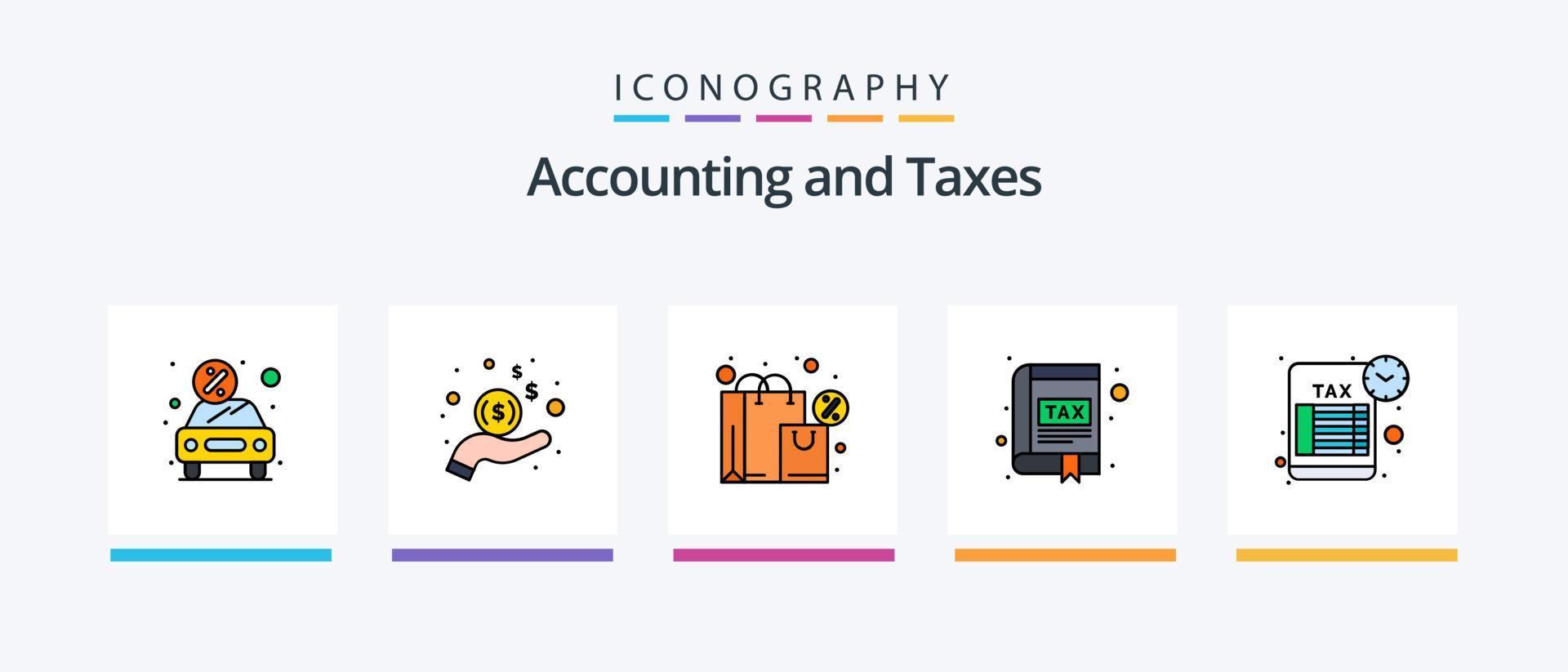 ligne de taxes remplie de 5 packs d'icônes, y compris la comptabilité. commercialisation. finance. finance .. conception d'icônes créatives vecteur