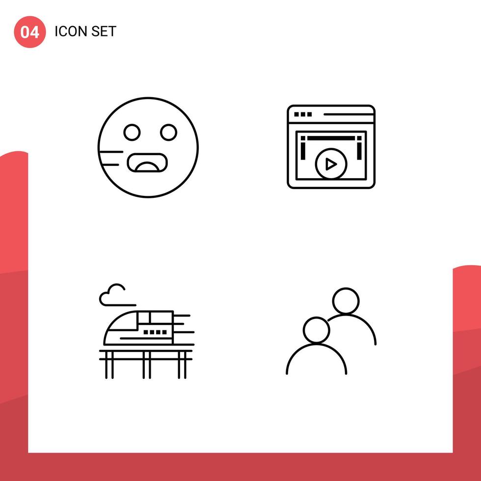4 icônes créatives signes et symboles modernes d'emojis train school player transport éléments de conception vectoriels modifiables vecteur