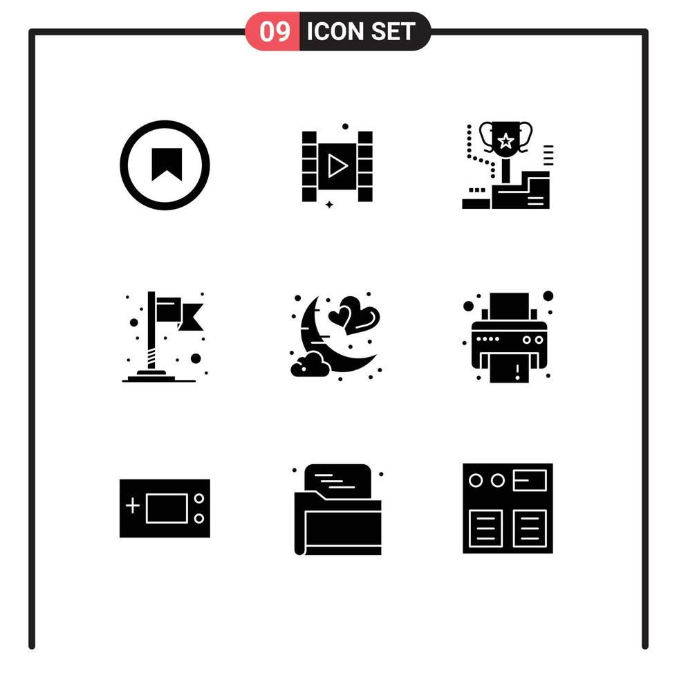 pack d'icônes vectorielles stock de 9 signes et symboles de ligne pour la lune date tasse carte drapeau éléments de conception vectoriels modifiables vecteur