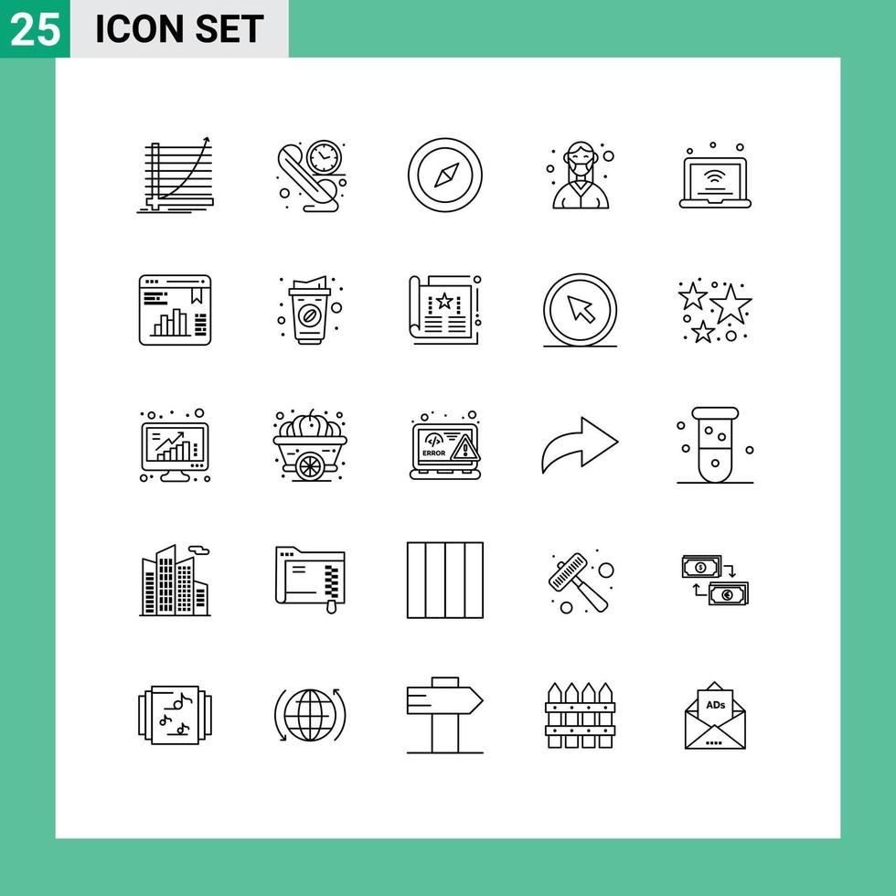 ensemble moderne de 25 lignes pictogramme de masque de temps médical pour ordinateur portable médecin éléments de conception vectoriels modifiables vecteur