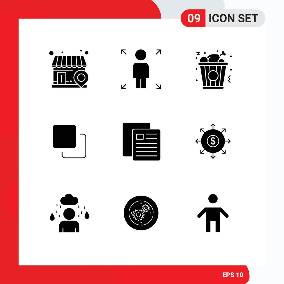 ensemble de 9 symboles d'icônes d'interface utilisateur modernes signes pour test budgétaire pile d'école de poulet éléments de conception vectoriels modifiables vecteur