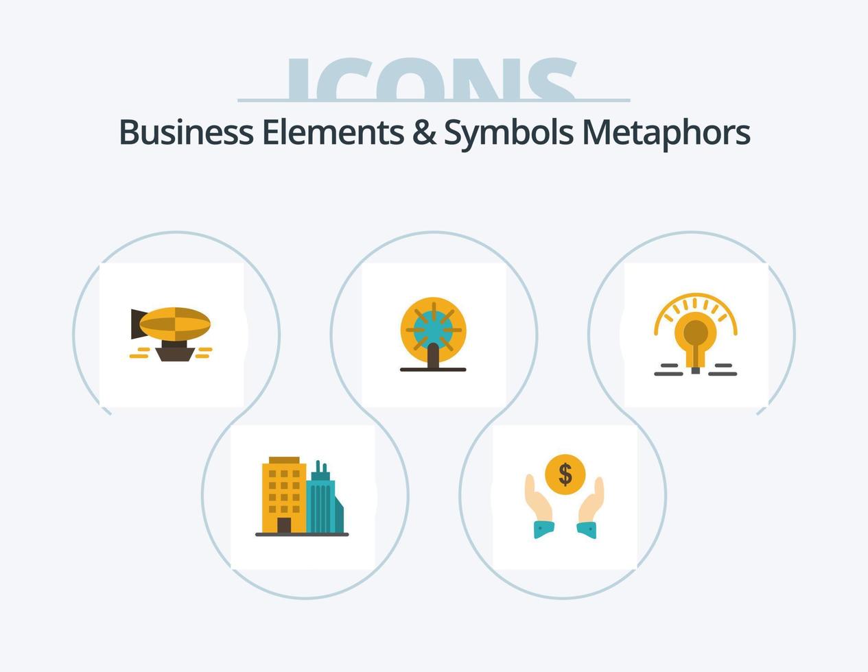 éléments commerciaux et symboles métaphores pack d'icônes plates 5 conception d'icônes. bateau. bateau. air. roue. vacances vecteur