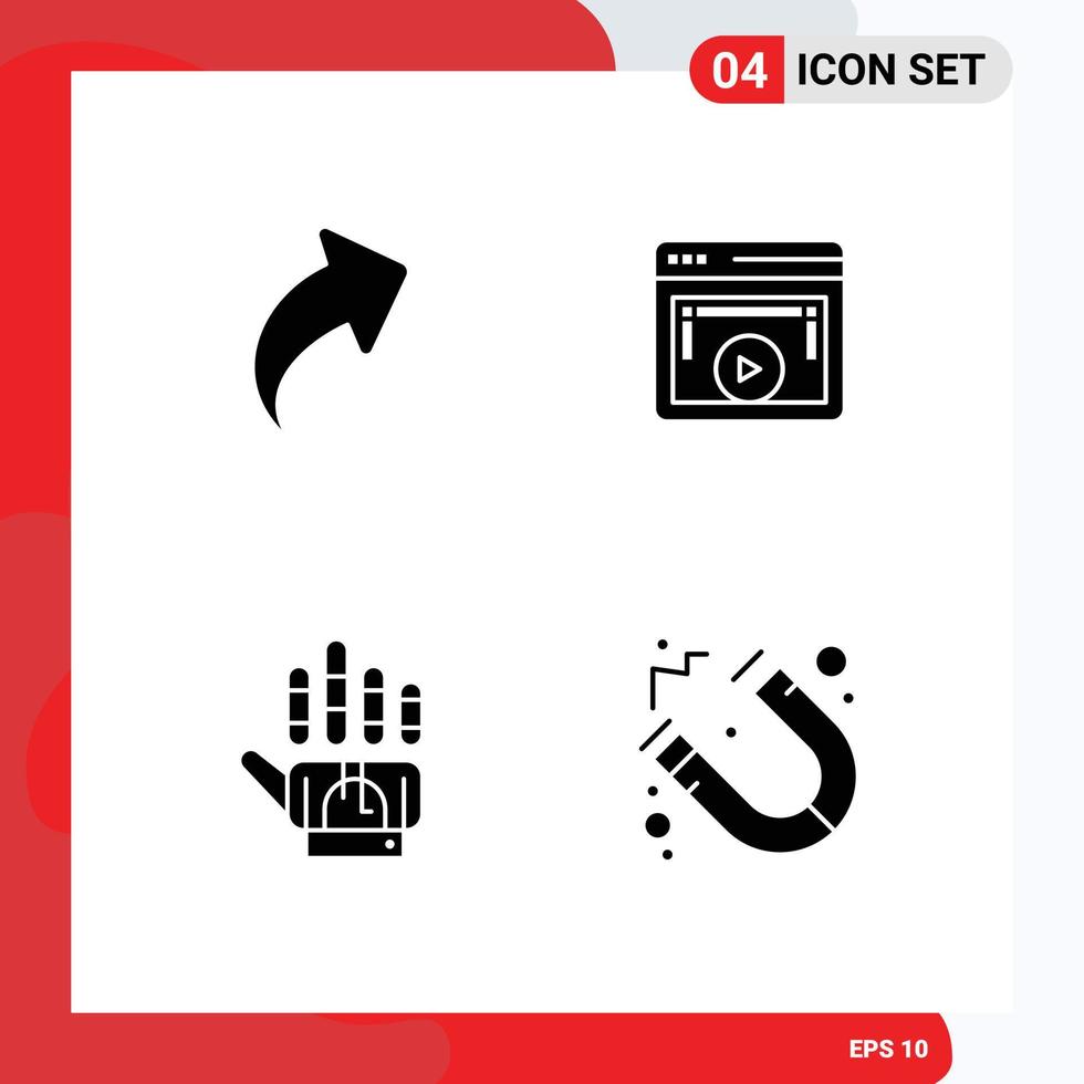 4 icônes créatives signes et symboles modernes de flèche golve page technologie vidéo éléments de conception vectoriels modifiables vecteur
