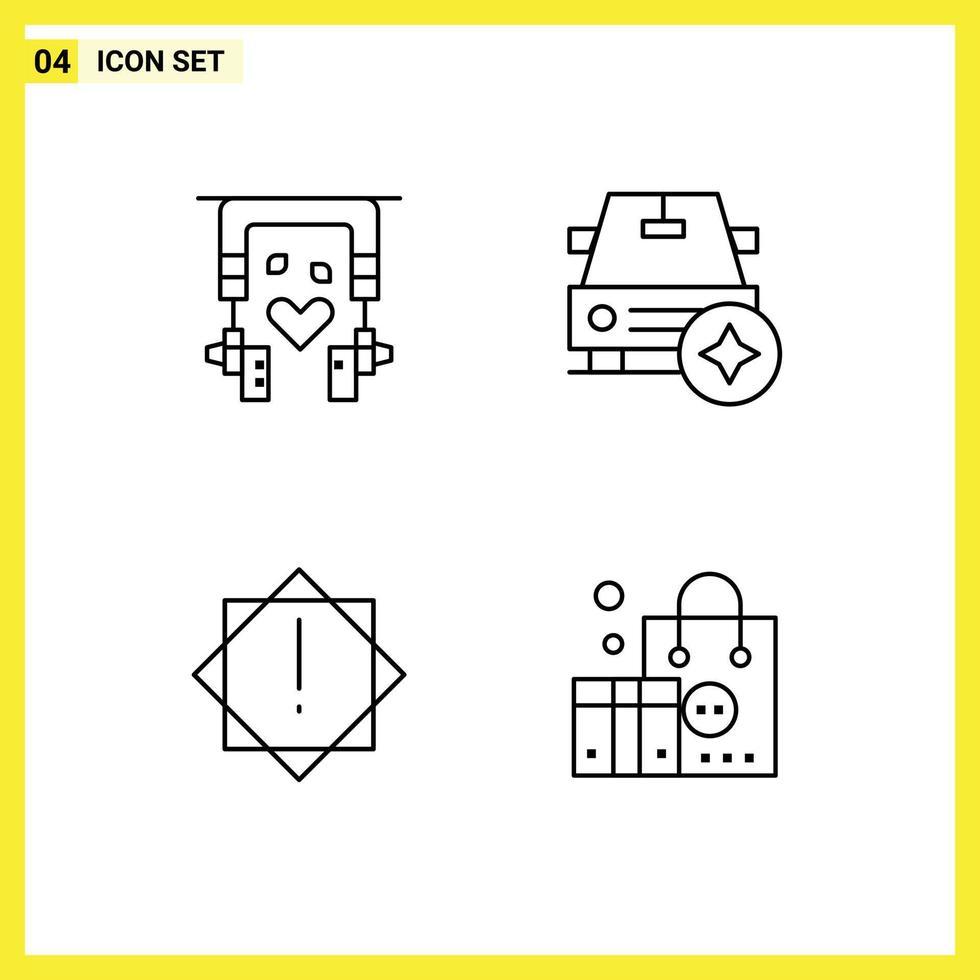 pack d'icônes vectorielles stock de 4 signes et symboles de ligne pour les écouteurs thérapie virale star publicité éléments de conception vectoriels modifiables vecteur